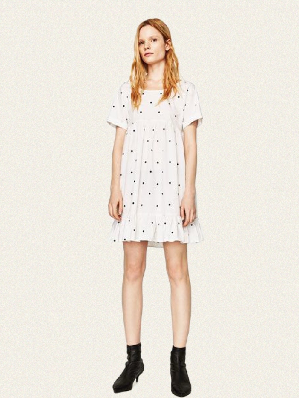 Zara Embroidered Polka Dot Mini Dress